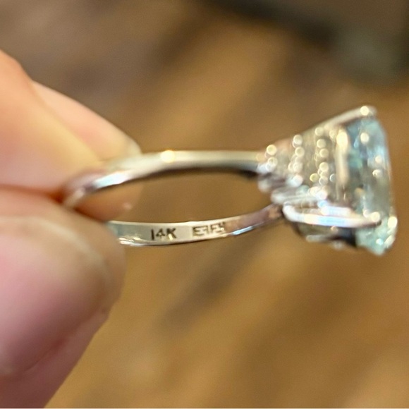 SOLD Effy Aquamarine & Diamond Ring 14kt WG MSRP $3,750 with Effy Certificate - Picture 6 of 16